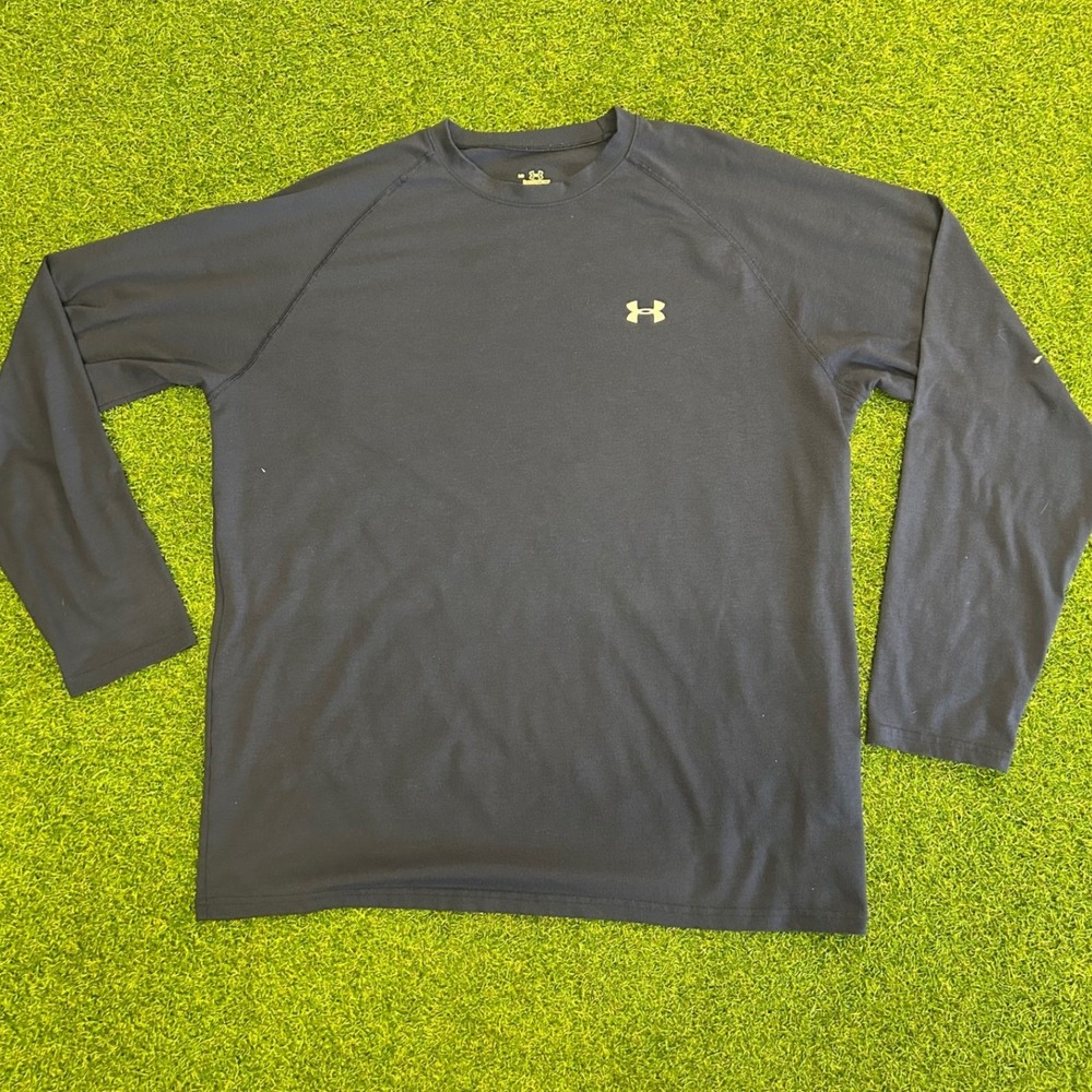 Under Armour HeatGear Mens Large Navy Blue Long Sleeve Performance Training Top